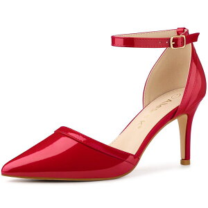 �A���O�� �P�[ ���f�B�[�X �V���[�Y �p���v�X �A���N�� �q�[�� ALLEGRA K Women's Pointed Toe Stiletto Higheel Pumps Ankle Strap Wedding Bridal Evening Party Dresshoes Red ���b�h