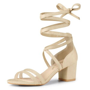 �A���O�� �P�[ ���f�B�[�X �V���[�Y �p���v�X �T���_�� ���[�X �q�[�� ALLEGRA K Women's Open Toe Color Block Heelace Up Sandals Beige �x�[�W��