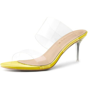 �A���O�� �P�[ ���f�B�[�X �V���[�Y �p���v�X �T���_�� �q�[�� ALLEGRA K Women's Clear Slide Stiletto Heel Sandals Yellow �C�G���[