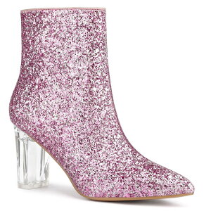 �A���O�� �P�[ ���f�B�[�X �V���[�Y �u�[�c�E���C���u�[�c �A���N�� �q�[�� ALLEGRA K Women's Clear Block Heel Glitter Ankle Boots Pink �s���N