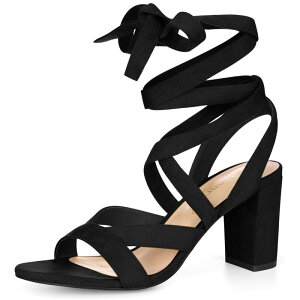 �A���O�� �P�[ ���f�B�[�X �V���[�Y �p���v�X �T���_�� ���[�X �q�[�� ALLEGRA K Women's Crisscross Chunky Heelace Upsandals Black �u���b�N