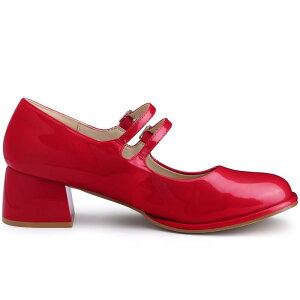AO P[ fB[X V[Y pvX AN q[ ALLEGRA K Women'square Toe Ankle Strap Block Heels Mary Janes Pumps Red bh
