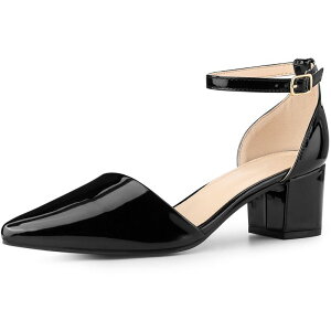 �A���O�� �P�[ ���f�B�[�X �V���[�Y �p���v�X �q�[�� ALLEGRA K Women's Pumpointed Closed Toe Low Chunky Heels Pumps Black �u���b�N