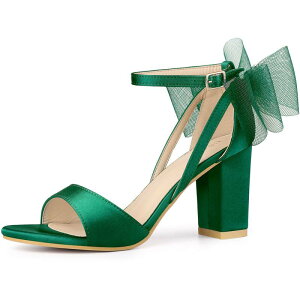 �A���O�� �P�[ ���f�B�[�X �V���[�Y �p���v�X �T���_�� �q�[�� ALLEGRA K Women's Bow Shoes Open Toe Chunky Heel Sandals Green �O���[��