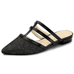 �A���O�� �P�[ ���f�B�[�X �V���[�Y �T���_�� ALLEGRA K Women's Glitter Pointed Toe Flats Mules Black �u���b�N