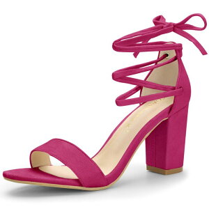 �A���O�� �P�[ ���f�B�[�X �V���[�Y �p���v�X �T���_�� �q�[�� ALLEGRA K Women's Tie Up Strappy Heels Chunky Higheelsandal Hot Pink �s���N