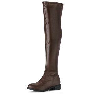 �A���O�� �P�[ ���f�B�[�X �V���[�Y �u�[�c�E���C���u�[�c �q�[�� ALLEGRA K Women's Thigh Boots Low Block Heel Fashion Over the Knee High Boots Coffee �R�[�q�[