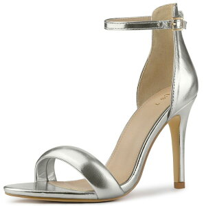 �A���O�� �P�[ ���f�B�[�X �V���[�Y �p���v�X �T���_�� �A���N�� �q�[�� ALLEGRA K Women's Open Toe Buckle Ankle Strap Stiletto Higheel Sandalsilver �V���o�[