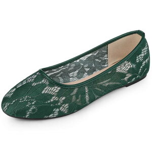 yz AO P[ fB[X T_ V[Y Women's Lace Mesh Floral Slip on Breathable Ballet Flats Olive Green