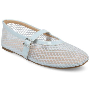 yz W[j[ fB[X T_ V[Y Journee Casha Women's Mesh Slip-On Square Toe Flats Light Blue