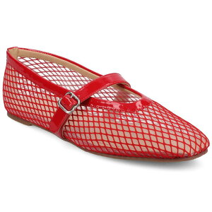 W[j[ fB[X V[Y T_ bV Journee Casha Women's Mesh Slip-On Square Toe Flats Red bh