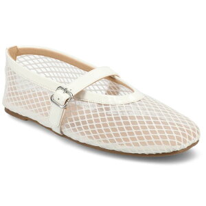 �W���[�j�[ ���f�B�[�X �V���[�Y �T���_�� ���b�V�� Journee Casha Women's Mesh Slip-On Square Toe Flats White �z���C�g