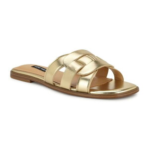 yz iCEFXg fB[X T_ V[Y Nine West Glorie Open Toe Flat Slip-On Women's Casual Sandals Gold
