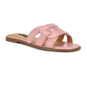 �i�C���E�F�X�g ���f�B�[�X �V���[�Y �T���_�� Nine West Glorie Open Toe Flat Slip-On Women's Casual Sandals Light Pink Patent �s���N