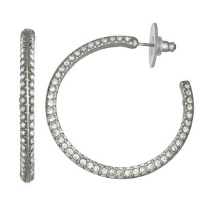 yz FEH fB[X sAXECO ANZT[ Simply Vera Vera Wang Silver Tone Pave Simulated Crystal Hoop Earrings Clear