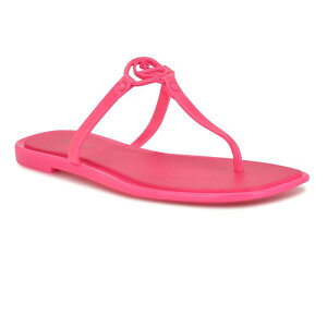 yz iCEFXg fB[X T_ V[Y Nine West Dacota Women's Square Toe Slip-On Sandals Neon Pink