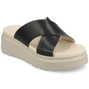 yz W[j[ fB[X T_ V[Y Journee Cathie Crisscross Women's Slip-On Wedge Sandals Black