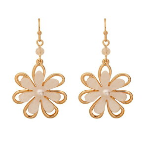 LC Lauren Conrad ���f�B�[�X �A�N�Z�T���[ �s�A�X�E�C�������O �t�����[�� �t�����[ LC Lauren Conrad Gold Tone Simulated Opal Floral Drop Earrings White �z���C�g
