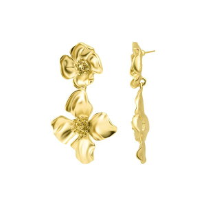 yz AhjA fB[X sAXECO ANZT[ Adornia Flower Double Drop Earrings Gold Tone