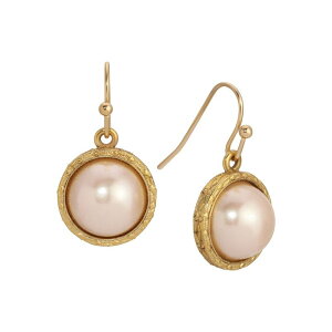 1928 fB[X ANZT[ sAXECO 1928 Round Simulated Stone Wire Drop Earrings Beige x[W