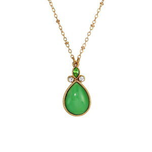 1928 fB[X ANZT[ lbNXE`[J[Ey_ggbv [X 1928 Gold Tone Green Teardrop & Clear Crystal Necklace Green O[
