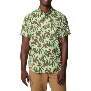 �R�����r�A �����Y �g�b�v�X T�V���c �v�����g �_�E�� Men's Columbia UPF 40 Utilizer Printed Short Sleeve Button-Down Shirt Sage Leaf Areca �Z�[�W
