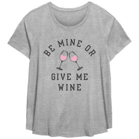 【送料無料】 アンブランデッド レディース Tシャツ トップス Plus Size Be Mine Or Give Me Wine Graphic Tee Heather Gray