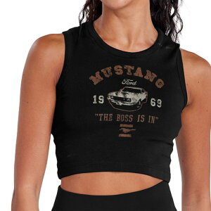 �A�j���L�����N�^�[ ���f�B�[�X �g�b�v�X T�V���c �N���b�v�h �O���t�B�b�N Licensed Character Juniors' Mustang Boss Legend Cropped Graphic Tank Black �u���b�N