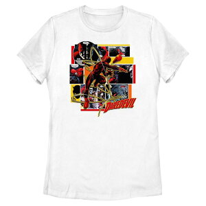 yz }[x fB[X TVc gbvX Juniors' Marvel Daredevil Comic Scenes Graphic Tee White
