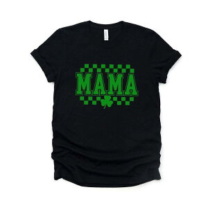 Simply Sage Market ���f�B�[�X �g�b�v�X T�V���c �O���t�B�b�N Simply Sage Market Mama Checkered Clover Short Sleeve Graphic Tee Black �u���b�N
