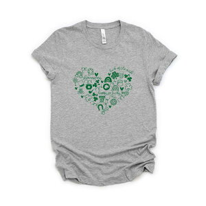 Simply Sage Market ���f�B�[�X �g�b�v�X T�V���c �O���t�B�b�N Simply Sage Market St. Patrick's Heart Short Sleeve Graphic Tee Heather Grey �O���[