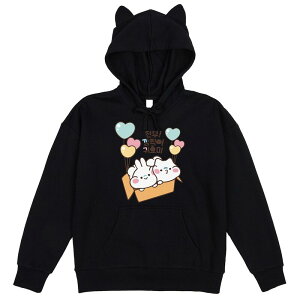 �A�j���L�����N�^�[ ���f�B�[�X �g�b�v�X T�V���c �p�[�J�[ �O���t�B�b�N Licensed Character Junior's MiMi & Neko Characters Graphic Hoodie Black �u���b�N