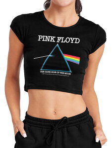 �A�j���L�����N�^�[ ���f�B�[�X �g�b�v�X T�V���c �N���b�v�h �O���t�B�b�N Licensed Character Juniors' Pink Floydark Side of the Moon Cover Baby Rib Cropped Graphic Tee Black �u���b�N