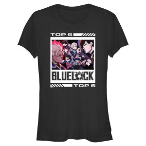 yz CZX LN^[ fB[X TVc gbvX Juniors' Blue Lock Top Six Fitted Graphic Tee Black
