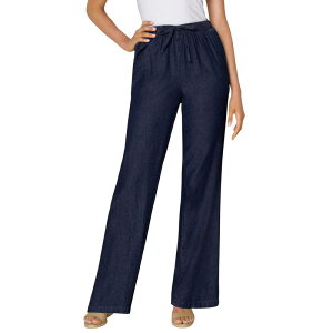 �E�[�}�� �E�B�Y�C�� ���f�B�[�X �{�g���X �J�W���A���p���c �v���X�T�C�Y �f�j�� Woman Within Women's Plusize Drawstring Denim Wide-Leg Denim Pant Indigo �C���f�B�S
