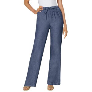 �E�[�}�� �E�B�Y�C�� ���f�B�[�X �{�g���X �J�W���A���p���c �v���X�T�C�Y �f�j�� Woman Within Women's Plusize Drawstring Denim Wide-Leg Denim Pant Stonewash �f�j��