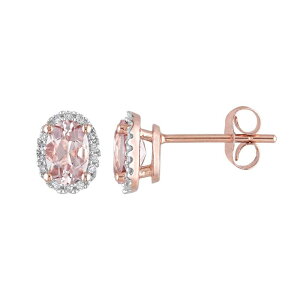 yz Xe O[X fB[X sAXECO ANZT[ Stella Grace Morganite and 1/10 Carat T.W. Diamond 10k Rose Gold Oval Halo Stud Earrings Pink