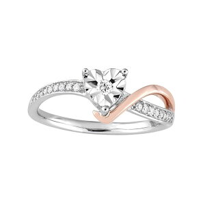 Xe O[X fB[X ANZT[ O Stella Grace Two Tone 10k White Gold 1/10 Carat.W. Diamond Heart Ring 10k Rose zCg