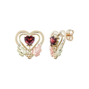 yz ubNqYS[h fB[X sAXECO ANZT[ Black Hills Gold Tri-Tone Garnet Heart Stud Earrings 10k Gold