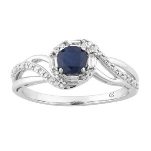 �A���u�����f�b�h ���f�B�[�X �A�N�Z�T���[ �����O Unbranded 10k White Gold Sapphire & 1/4 Carat.W. Diamond Swirl Ring 10k Whgold �z���C�g