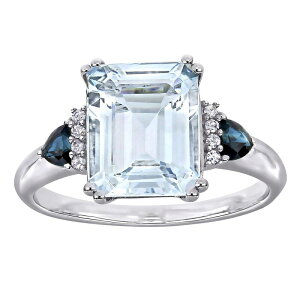 Xe O[X fB[X ANZT[ O Stella Grace Sterling Silver Aquamarine & Sapphire Fashion Ring Silver Tone Vo[