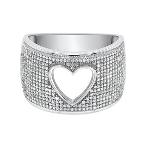 �A���u�����f�b�h ���f�B�[�X �A�N�Z�T���[ �����O �J�b�g�A�E�g Unbranded Sterling Silver 1/2 Carat.W. Diamond Pave Heart Cutout Ring Sterling �V���o�[