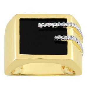 Xe O[X Y ANZT[ O Stella Grace Men's Gold Tone Sterling Silver Black Onyx & 1/6 Carat.W. Diamond Square Ringold Tone S[h