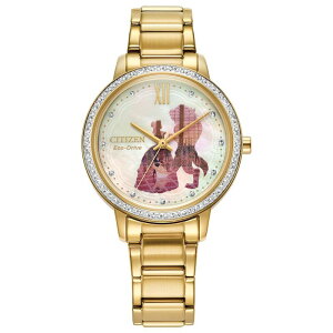 yz V`Y fB[X rv ANZT[ Disney's 100th Anniversary Beauty & The Beast Women's Eco-Drive Gold Tone Bracelet Watch by Citizen - FE7048-51D Gold