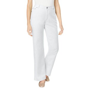 �E�[�}�� �E�B�Y�C�� ���f�B�[�X �{�g���X �f�j���p���c �v���X�T�C�Y �g�[�� Woman Within Women's Plusize Tall Wide-Leg Stretch Denim Jean White �z���C�g