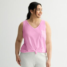 【送料無料】 エスオー レディース Tシャツ トップス Juniors' Plus Size SO Relaxed V-Neck Pocket Tank Top Shady Orchid