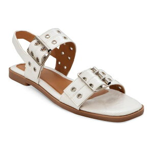 ���L ���f�B�[�X �V���[�Y �T���_�� Yoki Women's Double Buckle Square Toe Flat Sandal White �z���C�g