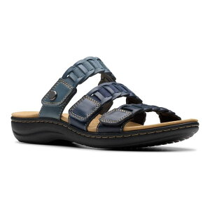 �N���[�N�X ���f�B�[�X �V���[�Y �T���_�� ���U�[ Clarks Laurieann Hope Women's Leather Slide Sandals Navy Multi Leather �l�C�r�[