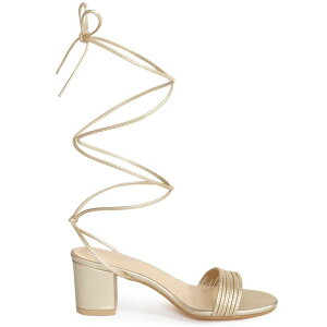 �A���O�� �P�[ ���f�B�[�X �V���[�Y �p���v�X �T���_�� ���[�X �q�[�� ALLEGRA K Women'sparkle Strappy Lace Up Block Heelsandals Gold �S�[���h