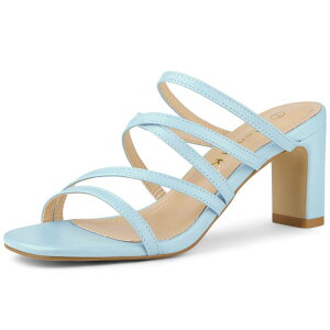 yz AO P[ fB[X pvX V[Y Women's Slip On Crisscross Strap Block Heels Sandals Blue